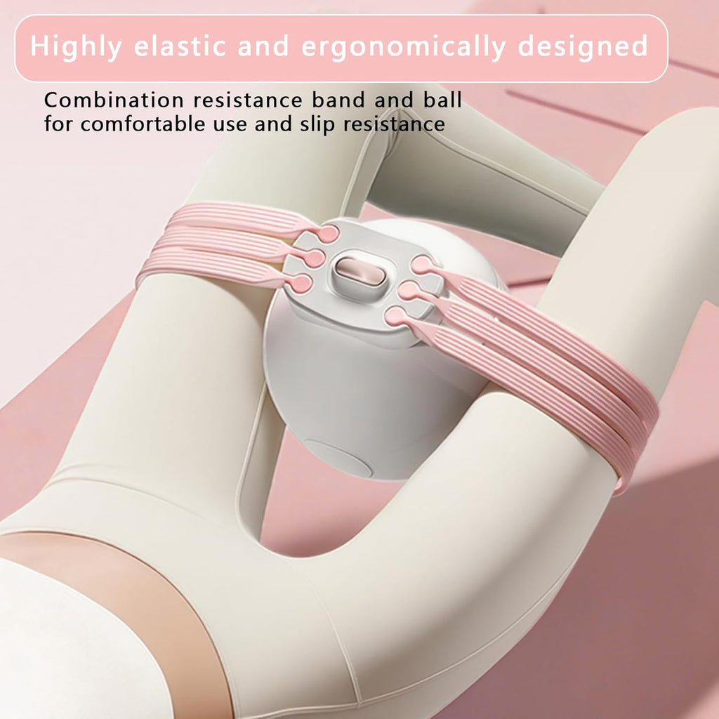 Pink 3-Level Resistance Pelvic Floor & Inner Thigh Trainer - Multi-Function Kegel Exercise Set with 25cm Yoga Ball & 3-Pair Resistance Rope