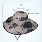 Khaki Dual Turbo Fan Sun Hat with Round Solar Panel & TypeC Interface - Waterproof 14cm Wide-Brim Cooling Hat for Outdoor Fishing Hiking Camping