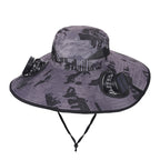 Camouflage Grey Dual Turbo Fan Sun Hat with Round Solar Panel & TypeC Interface - Waterproof 14cm Wide-Brim Cooling Hat for Outdoor Fishing Hiking Camping