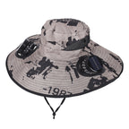 Camouflage Khaki Dual Turbo Fan Sun Hat with Round Solar Panel & TypeC Interface - Waterproof 14cm Wide-Brim Cooling Hat for Outdoor Fishing Hiking Camping