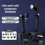 Black-Rosegold Foldable Percussion Massage Gun with Hot Cold Compress & 10 Heads - 9 Speed Levels and High Frequency Vibration Full Body Muscle Relaxer
