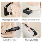 Black-Blue Foldable Percussion Massage Gun with Hot Cold Compress & 10 Heads - 9 Speed Levels and High Frequency Vibration Full Body Muscle Relaxer