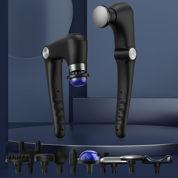 Black-Sliver Foldable Massage Gun with Hot Cold Compress & 10 Heads