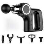 Black Portable Mini Triangle Massage Gun with 6 Heads & 6 Speed Setting - High Frequency Muscle Stimulator for Professional Fitness (Button Model)