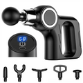 Black Portable Mini Triangle Massage Gun with 6 Heads & 6 Speed Setting - High Frequency Muscle Stimulator for Professional Fitness (LCD Model)