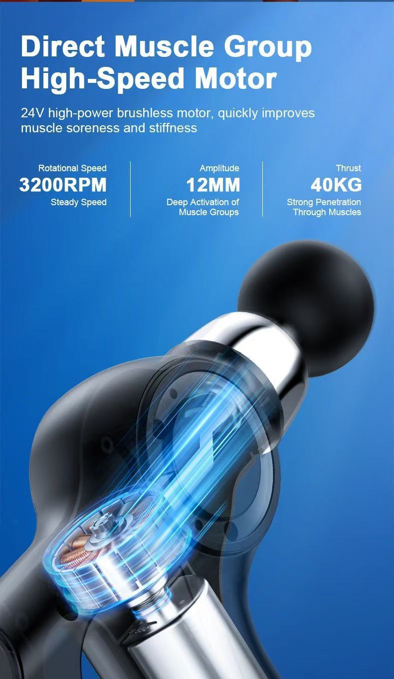 Red Portable Mini Triangle Massage Gun with 6 Heads & 6 Speed Setting - High Frequency Muscle Stimulator for Professional Fitness (Button Model)