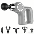 Grey Portable Mini Triangle Massage Gun with 6 Heads & 6 Speed Setting - High Frequency Muscle Stimulator for Professional Fitness (Button Model)