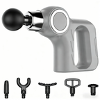 Grey Portable Mini Triangle Massage Gun with 6 Heads & 6 Speed Setting - High Frequency Muscle Stimulator for Professional Fitness (LCD Model)