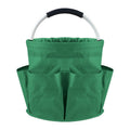 Green Foldable Oxford Cloth Round Picnic Basket with Padded Metal Handle - 6 Pocket Large Capacity Storage Tote for Outdoor Beach and Shopping