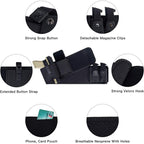 Black Multi-Functional Concealed Tactical Belly Band with Muti-Pouch and Holster - 55 inch Breathable Carry Belt for Outdoor Camping