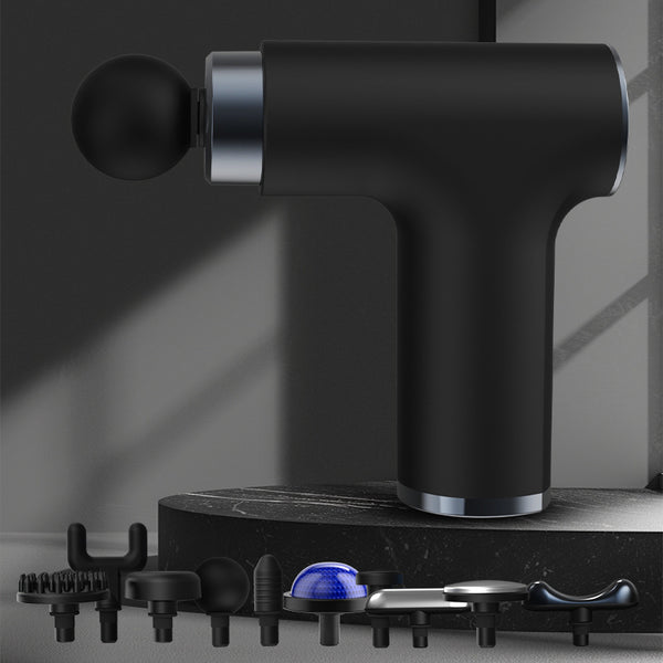 Black Grey Mini Hot Cold Massage Gun with10 Heads