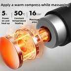 Black Grey Mini Hot Cold Massage Gun with10 Heads - 6 Intensity Dual Thermal Therapy Deep Muscle Reliever for Gym Fitness Recovery