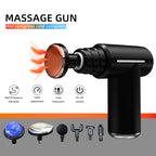 Black Lightweight Mini Hot Cold Massage Gun with 6 Heads - 6 Intensity Dual Thermal Therapy Muscle Reliever for Portable Body Recovery