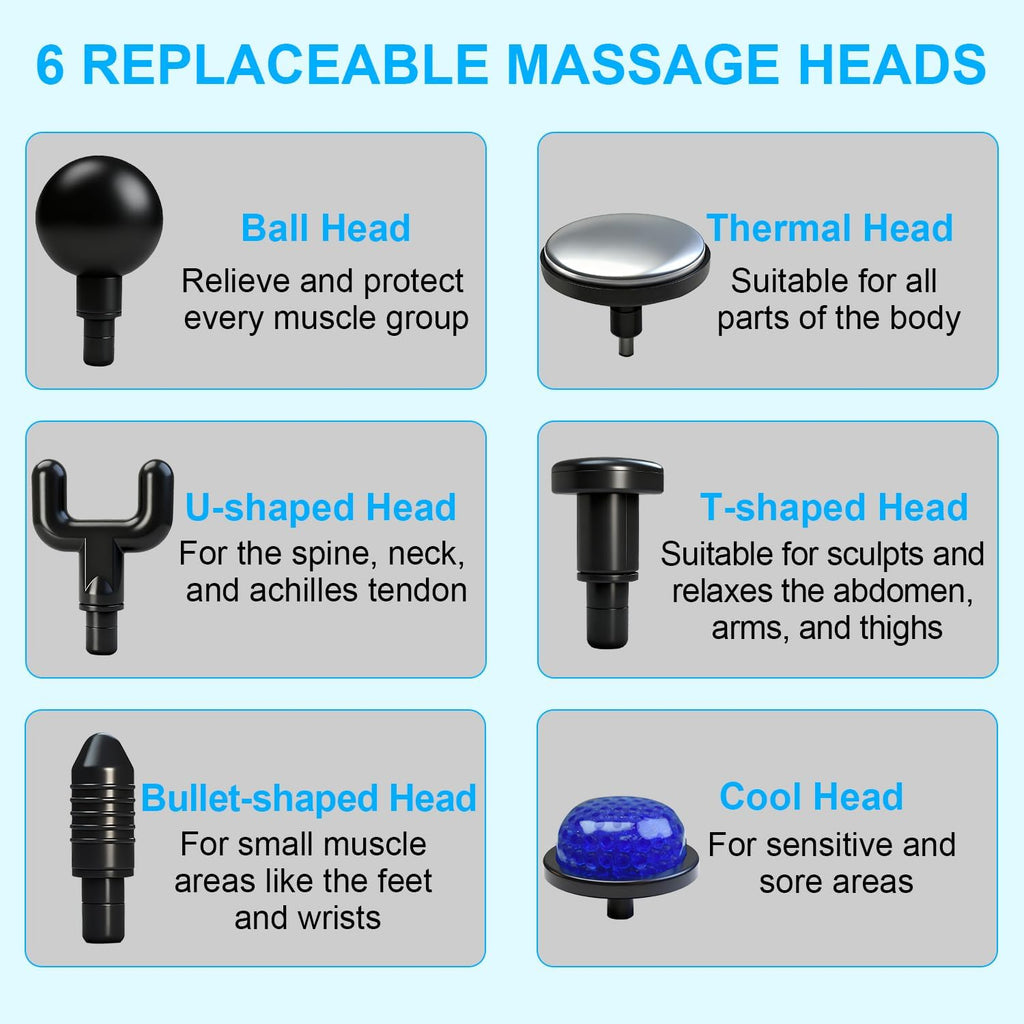 Red Lightweight Mini Hot Cold Massage Gun with 6 Heads - 6 Intensity Dual Thermal Therapy Muscle Reliever for Portable Body Recovery