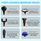 Red Lightweight Mini Hot Cold Massage Gun with 6 Heads - 6 Intensity Dual Thermal Therapy Muscle Reliever for Portable Body Recovery