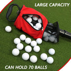 Black Lightweight Golf Retriever with Detachable No-Bend Shag Tube & Mesh Bag Holding Up to 70-Ball