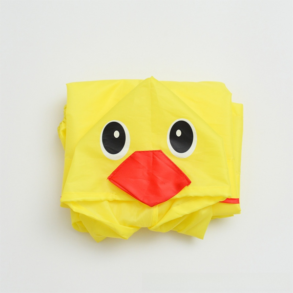 Yellow Duck Kids Cartoon Animal Raincoat - Waterproof Hooded Rain Poncho for Toddlers & Students (90-130CM Height)