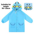 Blue Car Kids Cartoon Animal Raincoat - Waterproof Hooded Rain Poncho for Toddlers & Students (90-130CM Height)