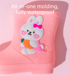 Cute Yellow Duck Kids Rain Boots with Removable Warm Cotton Liner - Waterproof Anti-Slip Toddler Wellies for Foot Length 18CM