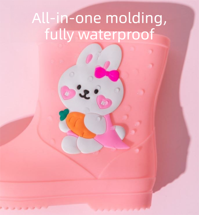 Cute Yellow Duck Kids Rain Boots with Removable Warm Cotton Liner - Waterproof Anti-Slip Toddler Wellies for Foot Length 19CM