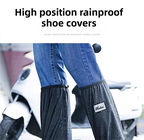 A Pair 40CM High-Tube Double-Layer Waterproof Rain Boot Covers - Durable Anti-Slip Reflective Motorcycle Over-Shoes (L Size)