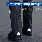 A Pair 40CM High-Tube Double-Layer Waterproof Rain Boot Covers - Durable Anti-Slip Reflective Motorcycle Over-Shoes (L Size)