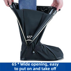 A Pair 40CM High-Tube Double-Layer Waterproof Rain Boot Covers - Durable Anti-Slip Reflective Motorcycle Over-Shoes (XL Size)