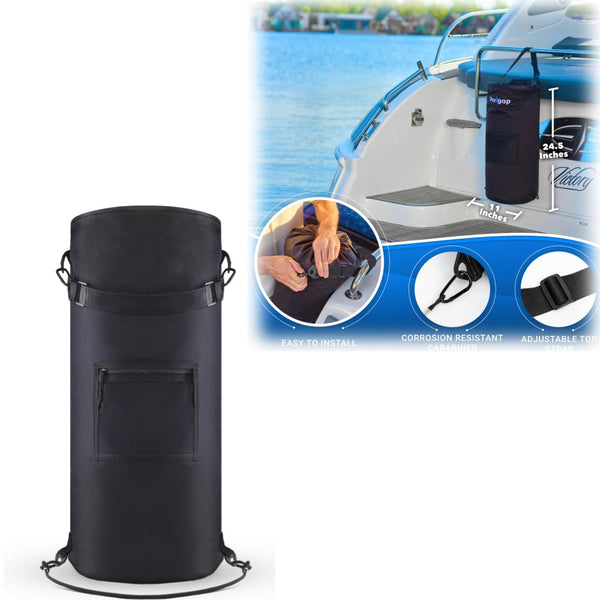 Black Foldable Boat Waste Organizer with Trash Bag
