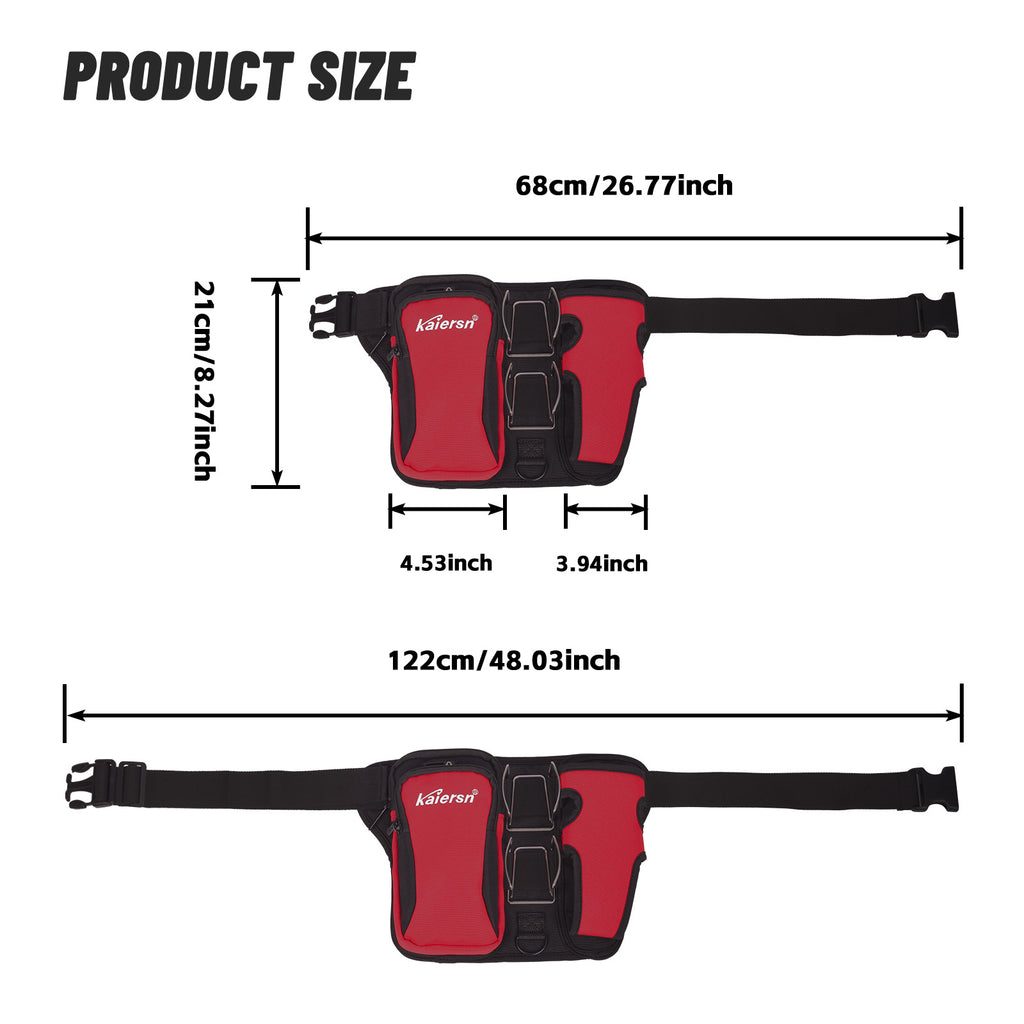 Red Professional Park Golf Waist Bag - Multi-Functional Accessory Organizer for Dual Ball Storage & Water Bottle Holder