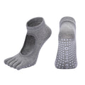 Light Grey 3-Pack Women's Non-Slip Five-Finger Yoga Socks - Open Back Combed Cotton Pilates & Fitness Grip Socks for Professional Exercise