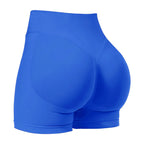M Blue High-Elastic Hip Yoga Shorts - Seamless Mid-Intensity Pilates Workout Shorts