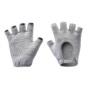Grey 2-Pack Women's Non-Slip Yoga Gloves - Open Back Half Finger Cotton Stretchy Grip Gloves for Aerial Yoga, Pilates, and Fitness
