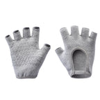 Grey 2-Pack Women's Non-Slip Yoga Gloves - Open Back Half Finger Cotton Stretchy Grip Gloves for Aerial Yoga, Pilates, and Fitness