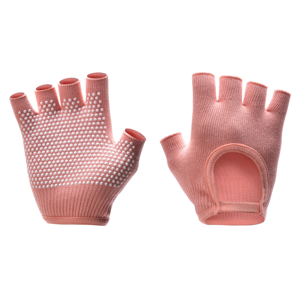 Orange 2-Pack Women's Non-Slip Yoga Gloves - Open Back Half Finger Cotton Stretchy Grip Gloves for Aerial Yoga, Pilates, and Fitness