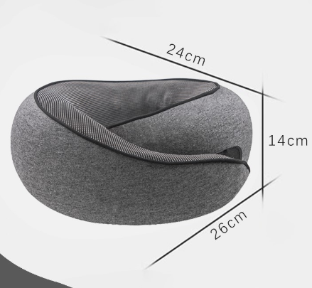 Dark Grey Ergonomic Memory Foam Travel Neck Pillow