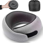 Light Grey Ergonomic Memory Foam Travel Neck Pillow - U-Shaped Support for Naps & Journeys