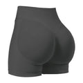 L Grey High-Elastic Hip Yoga Shorts - Seamless Mid-Intensity Pilates Workout Shorts