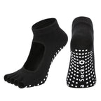 Black 3-Pack Women's Non-Slip Five-Finger Yoga Socks - Open Back Combed Cotton Pilates & Fitness Grip Socks for Professional Exercise