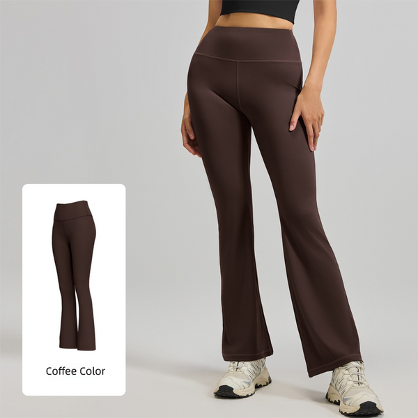 XXL Coffee High-Waisted Flared Yoga Pants – Sculpting & Slimming Fitness Leggings