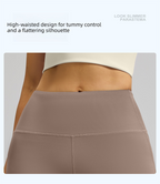 XXL Coffee High-Waisted Flared Yoga Pants – Sculpting & Slimming Fitness Leggings