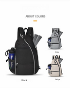 Beige Pickleball Multi-Sport Backpack – Oxford Fabric, Dual-Carry, Smart-Organized