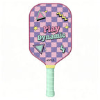 Pink and Purple Pickleball Paddle Set - Fiberglass Face with PP Honeycomb Core, 2 Paddles 4 Balls & Carry Bag - Lightweight Vibration Dampening Grip for Beginners & Family Play