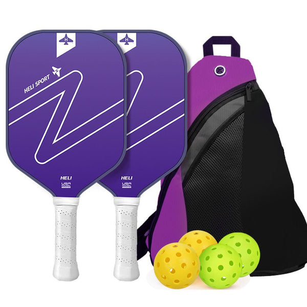 Purple Gradient Pickleball Paddle Set -  Fiberglass Paddles with PP Honeycomb Core, 2 Paddles 4 Balls & Carry Bag