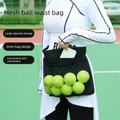 Black Mesh Ball Waist Bag - Large Capacity Portable Pickleball & Tennis Ball Carrier with Adjustable Belt & Inner Pocket - Lightweight Sports Storage Pouch for Training & Outdoor Play
