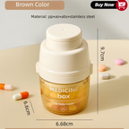 2 Pcs Beige 3-in-1 Pill Cutter, Crusher & Organizer Box with Built-in Water Cup - Portable Medicine Storage Container with Precision Quarter/Half Splitter