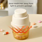2 Pcs Beige 3-in-1 Pill Cutter, Crusher & Organizer Box with Built-in Water Cup - Portable Medicine Storage Container with Precision Quarter/Half Splitter