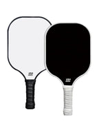 Black and White Fiberglass Pickleball Paddle Set - 2 Minimalist Paddles, 4 Balls, and Carry Bag for Outdoor Play
