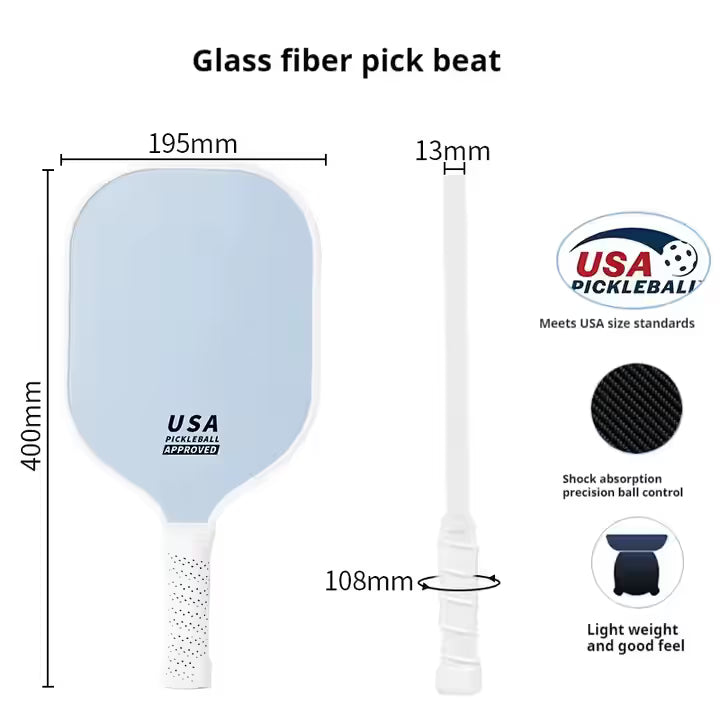 Dark Blue Fiberglass Pickleball Paddle Set - 4 Minimalist Paddles, 8 Balls, and 2 Carry Bags for Outdoor Play