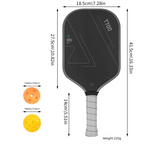 Red and Black T700 Carbon Fiber Pickleball Paddle Set - 16mm Textured Matte Finish with Oxford Carry Bag & PE Balls