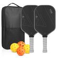 Grey T700 Carbon Fiber Pickleball Paddle Set - 16mm Textured Matte Finish with Oxford Carry Bag & PE Balls
